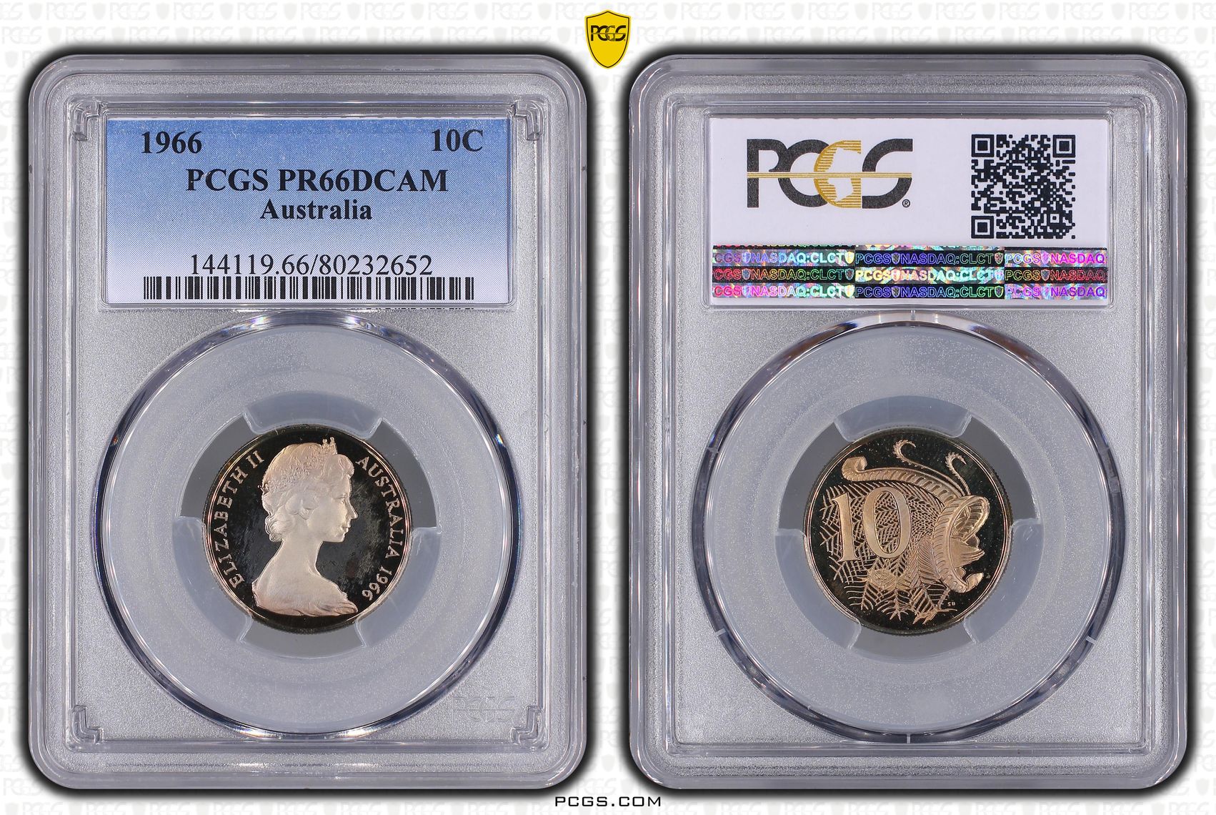 Elizabeth II, Ten Cent, 1966, PCGS PR66DCAM