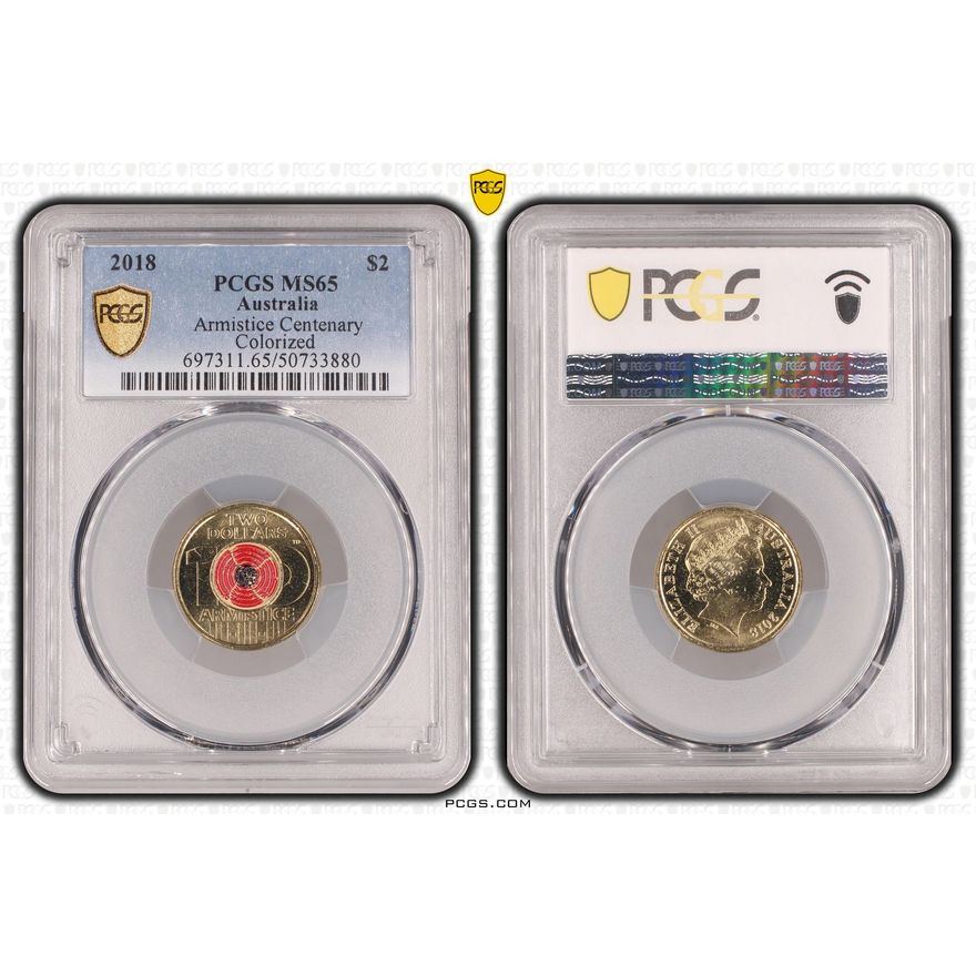Armistice Centenary Colorized, Two Dollar, 2018, PCGS MS65