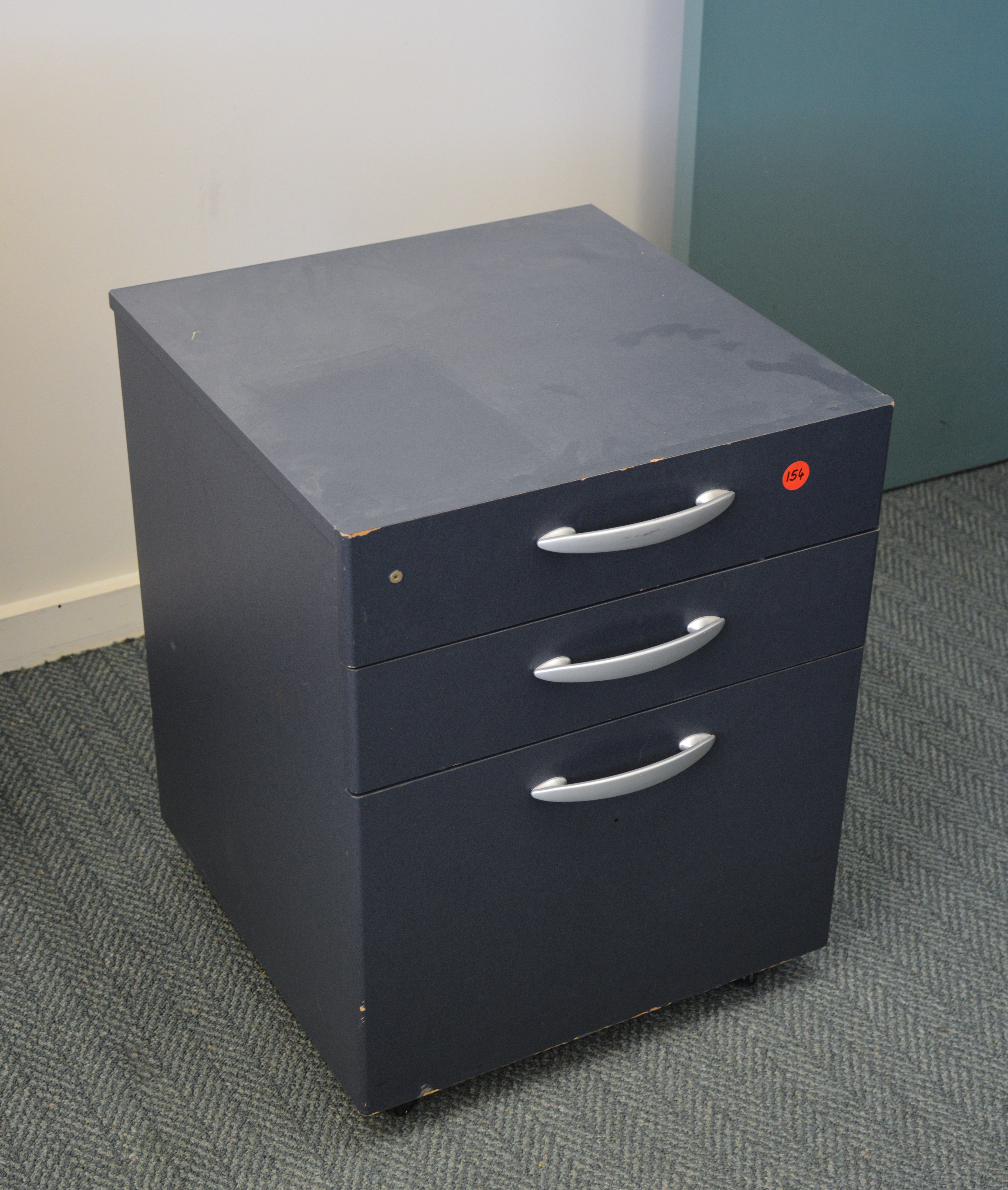 Blue Three Drawer Office Unit — sold at auction in New Zealand for $10