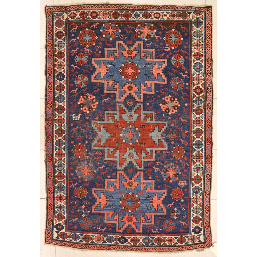 Antique Caucasian Lesghi Star Oriental Rug