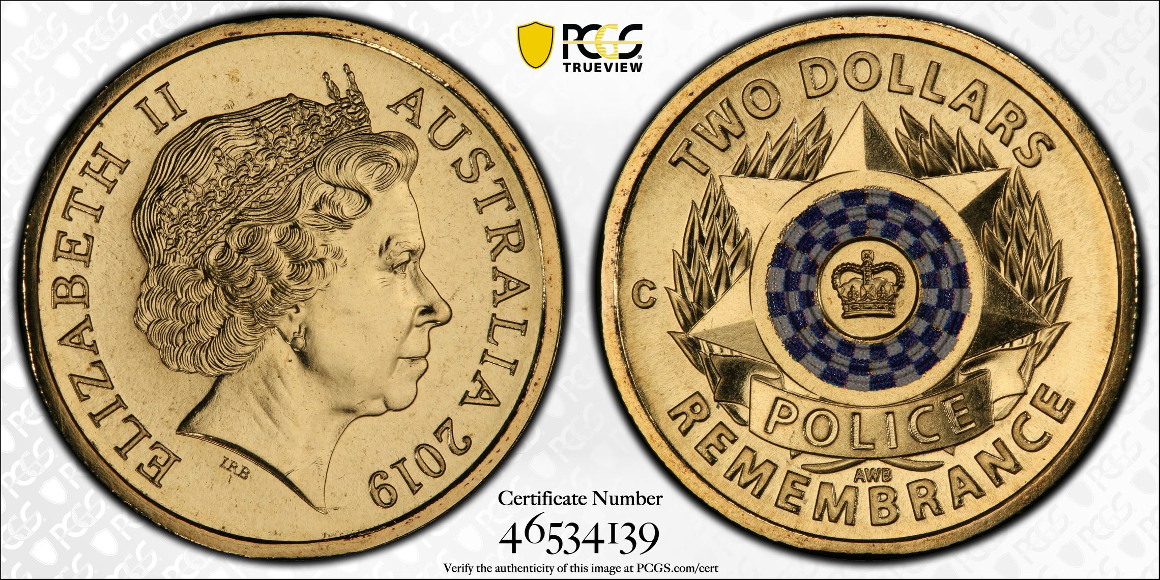 Elizabeth II, Police Remembrance , Two Dollar, 2019-C, PCGS MS68