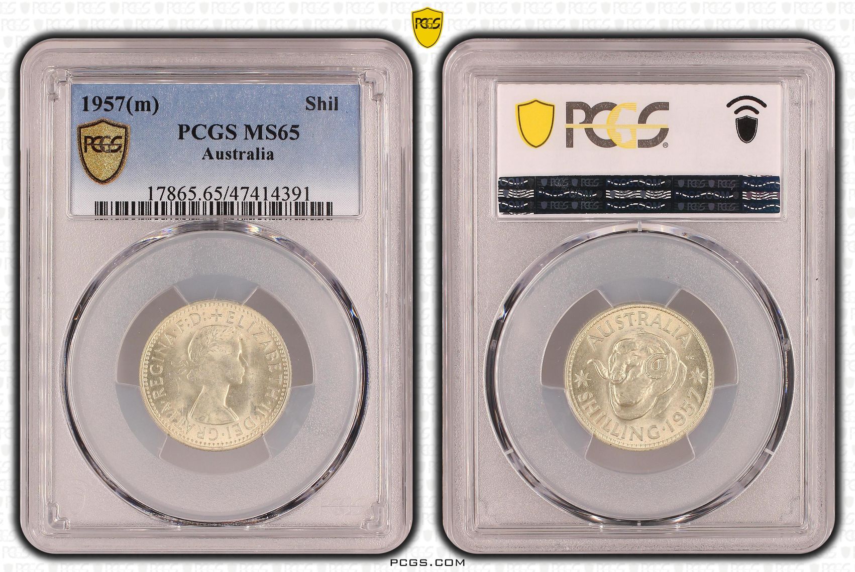 Elizabeth II, Shilling, 1957(m), PCGS MS65
