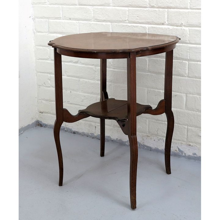 VICTORIAN INLAID MAHOGANY TWO-TIER OCCASIONAL TABLE