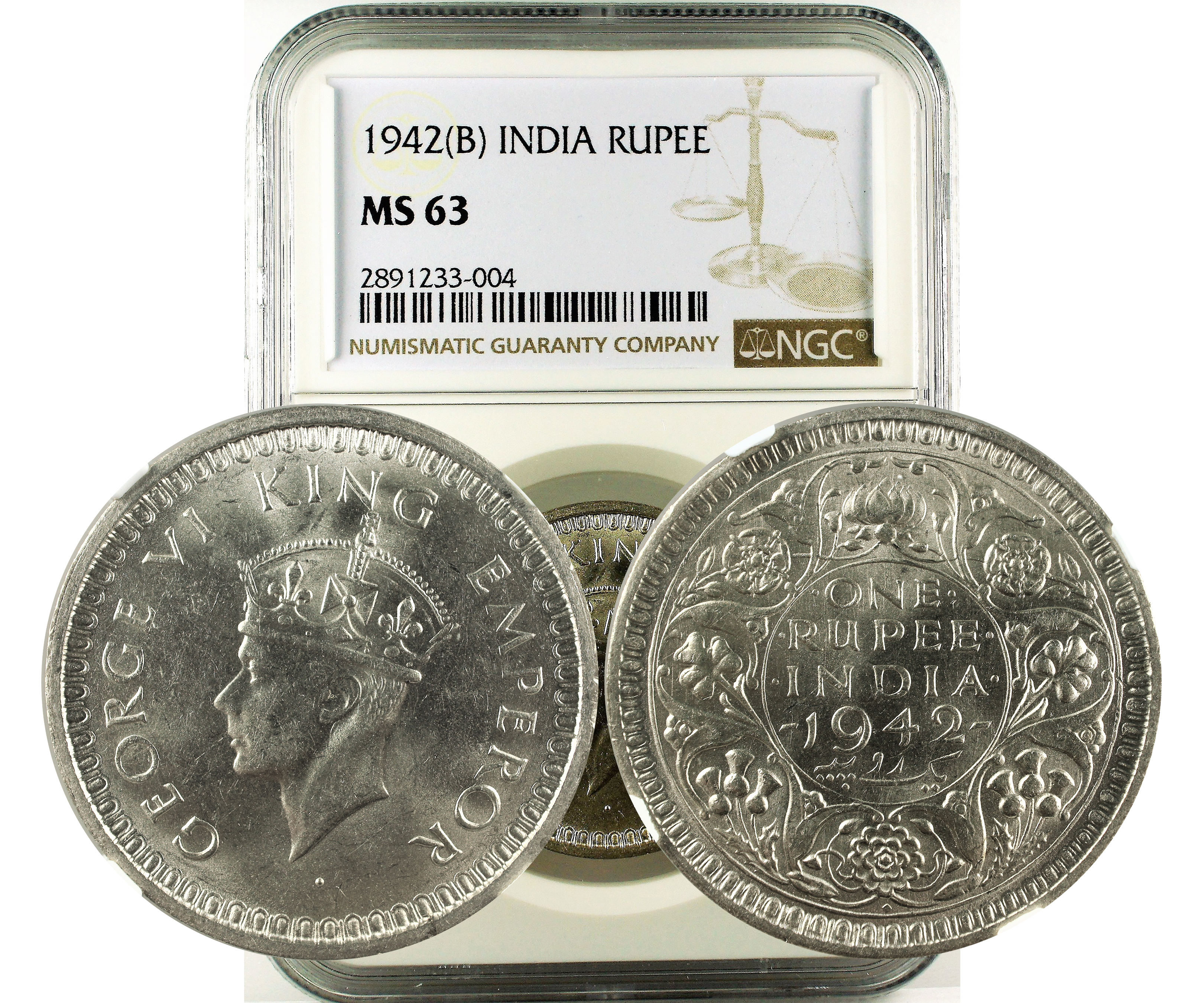 1942(B) INDIA RUPEE MS 63