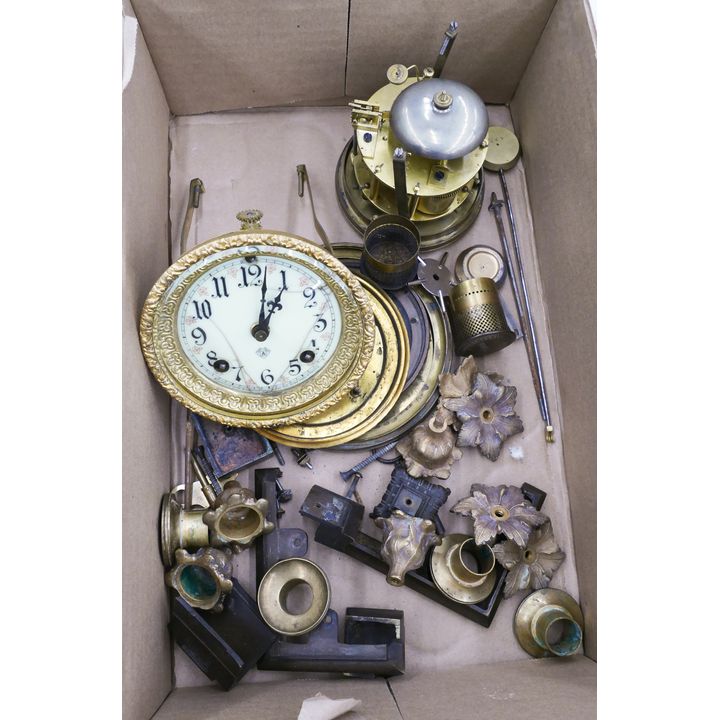 Box Antique Clock Parts & Spelter Sculpture
