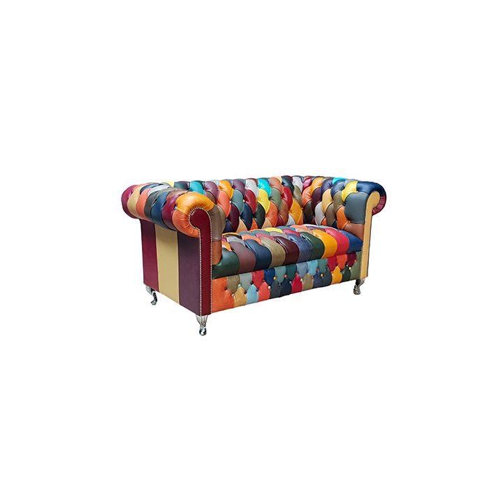 A contemporary 'harlequin' leather chesterfield sofa