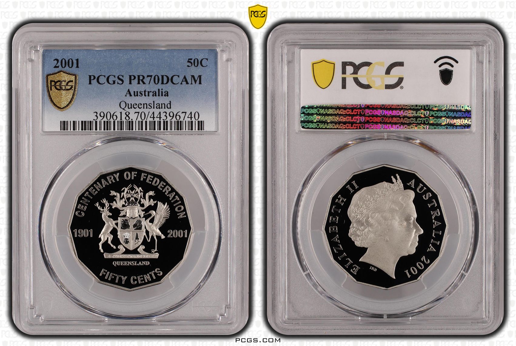 2001 Australian Fifty Cent, 50c Proof Queensland PCGS - PR70DCAM POP 33/0 -740