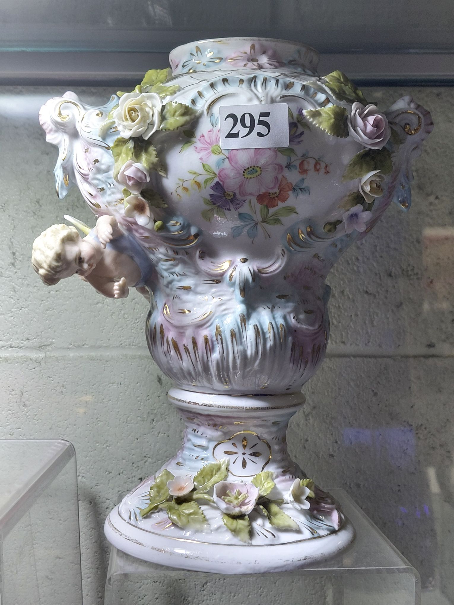 295 · GERMAN PORCELAIN FLORAL VASE