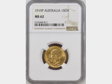 1919 GEORGE V PERTH MINT GOLD SOVEREIGN MS62