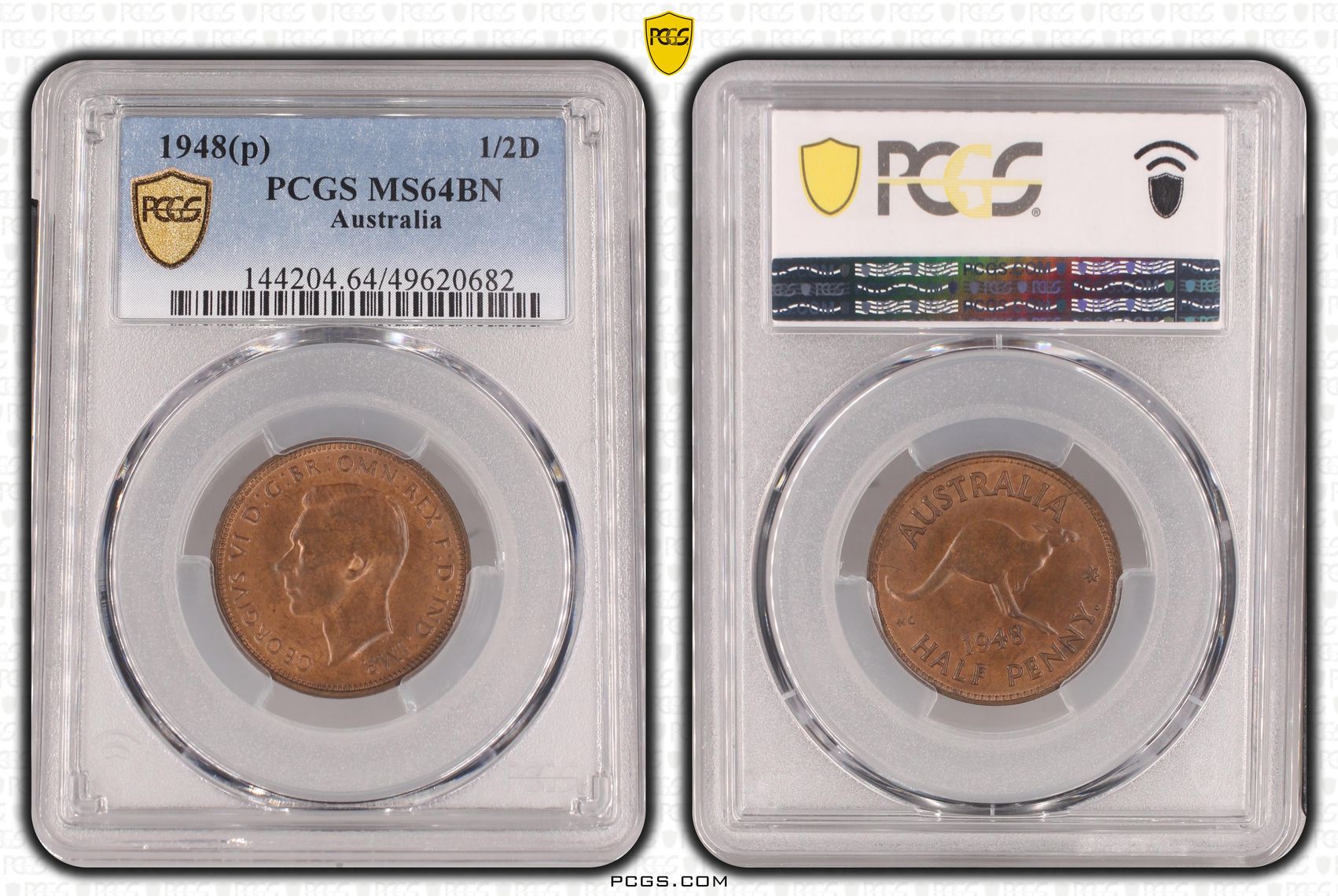 George VI, POP 12/0, Halfpenny, 1948(p), PCGS MS64BN