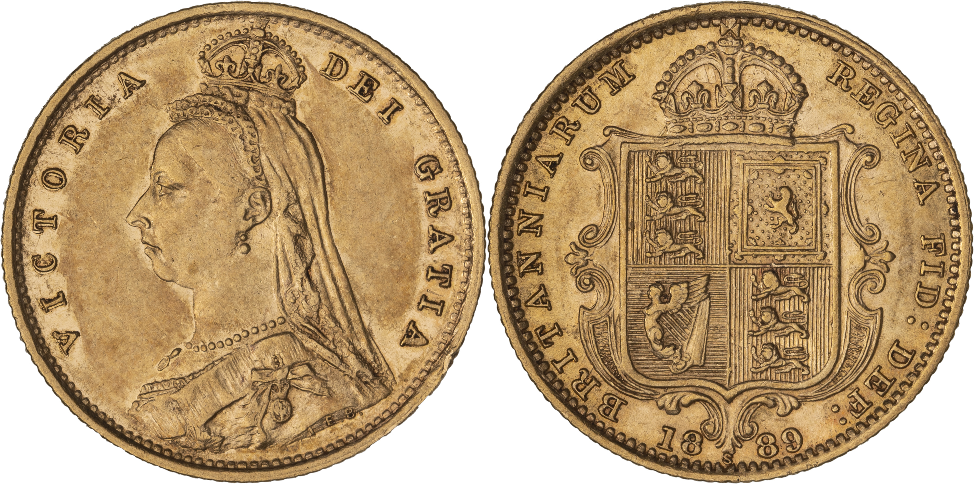 Victoria, Shield Reverse - Jubilee Head, Half Sovereign, 1889-S, EF