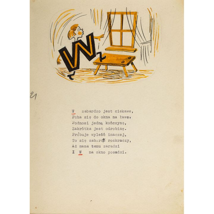 Zbigniew Lengren | Literka W z cyklu "Literki uciekinierki", 1946 r.