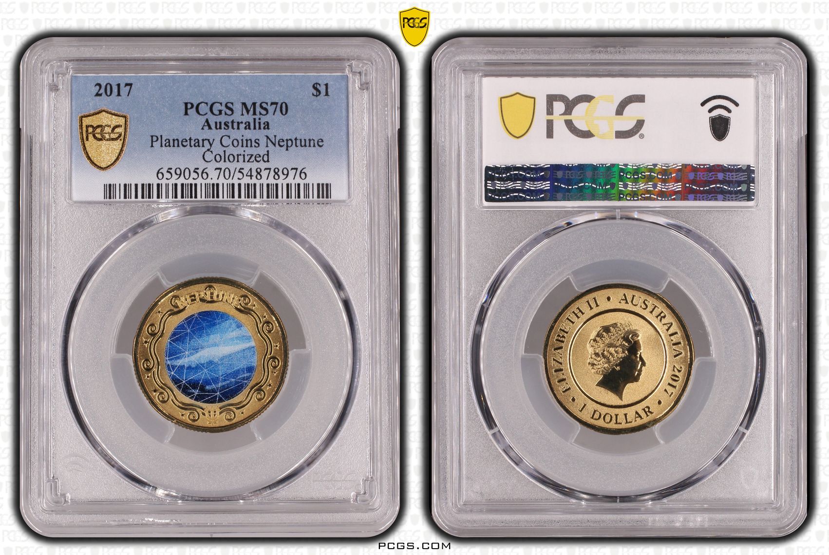 Planetary Coins Neptune Colorized, One Dollar, 2017, PCGS MS70