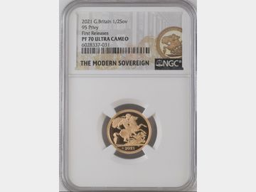 2021 ELIZABETH II PROOF GOLD HALF SOVEREIGN '95' PRIVY PF70 UCAM TOP POP!