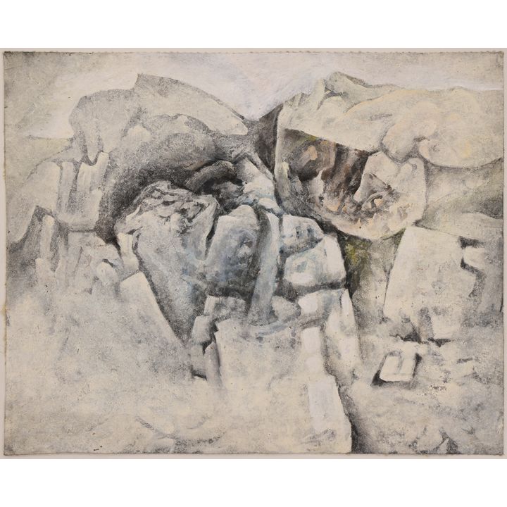 Neil Meitzler ''White Rocks'' 1960's Casine on Canvas 11''x14'' - Unsigned
