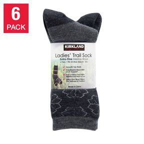 6 PAIRS KIRKLAND SIGNATURE WOMEN LADIES' TRAIL EXTRA-FINE MERINO WOOL SOCKS SZ 4