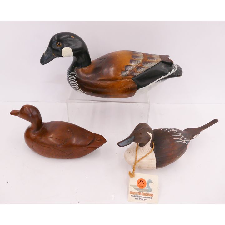 3pc Artist Signed Wood Duck Models- largest 13''- Bergen, Rich Moretz, and Billy Harden