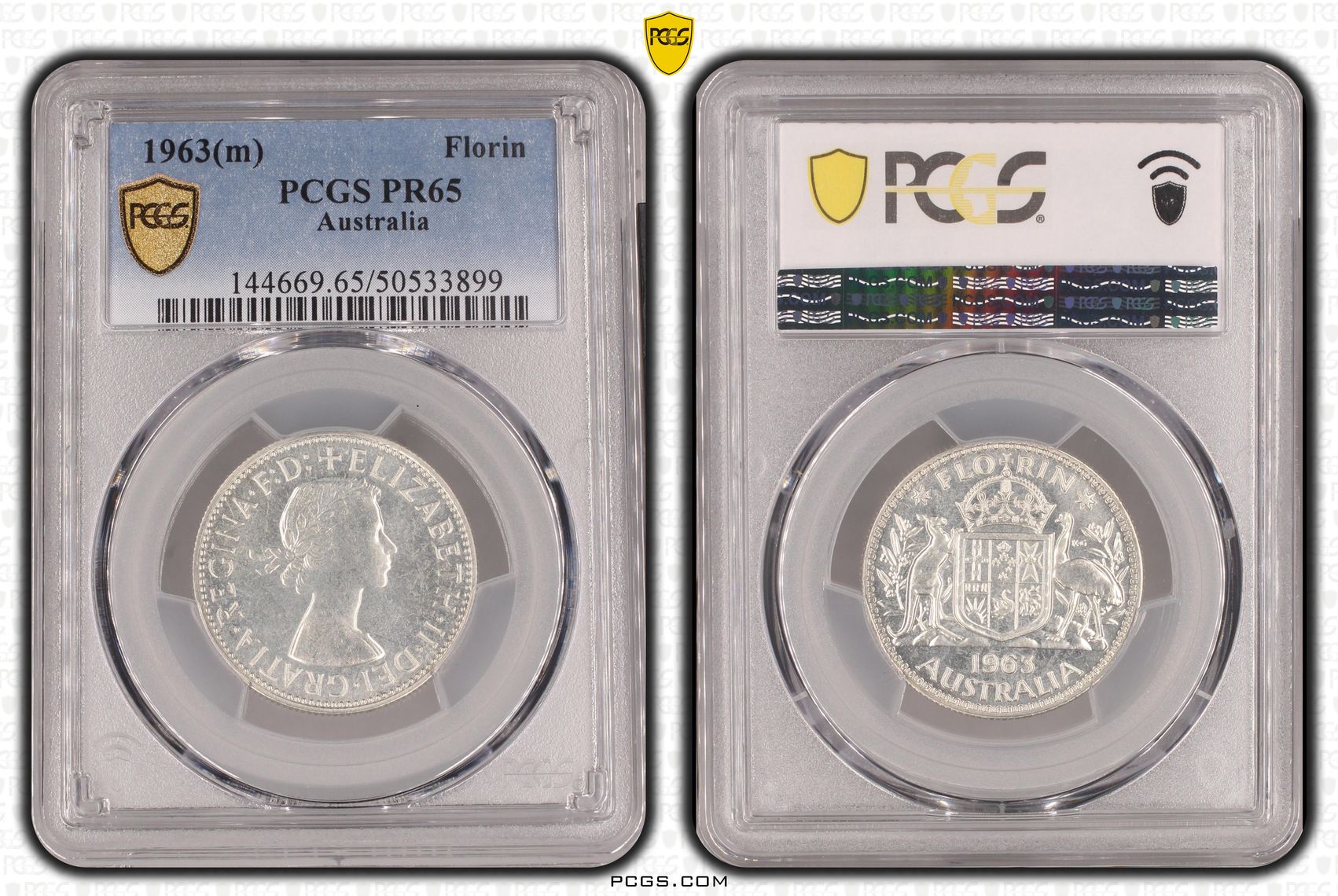 Elizabeth II, Florin, 1963(m), PCGS PR65