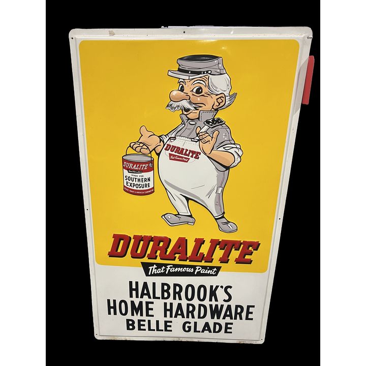 Large Unusual Duralite Paint Tin Metal Sign