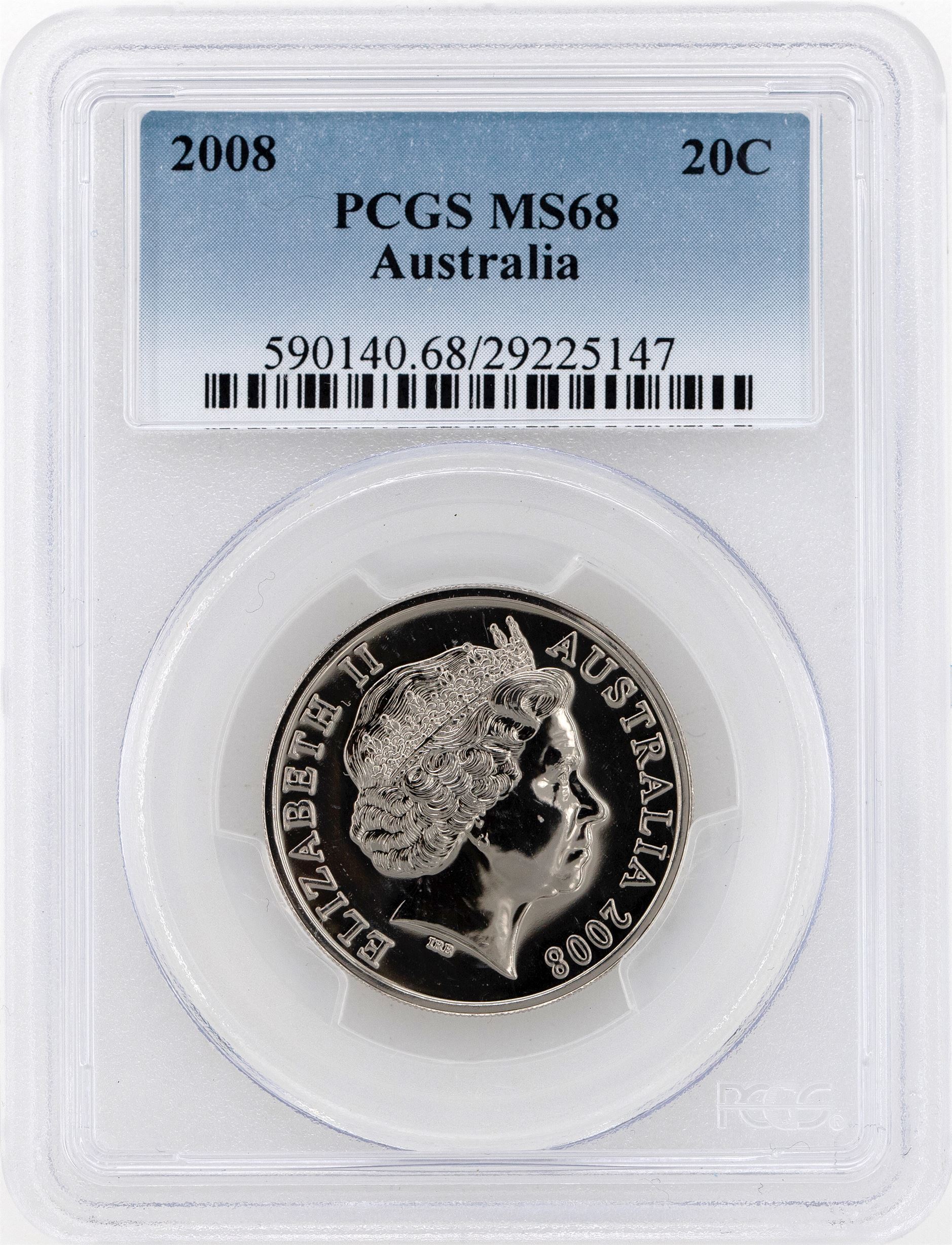 2008 Australia Twenty Cent, 20c PCGS - MS68 -147