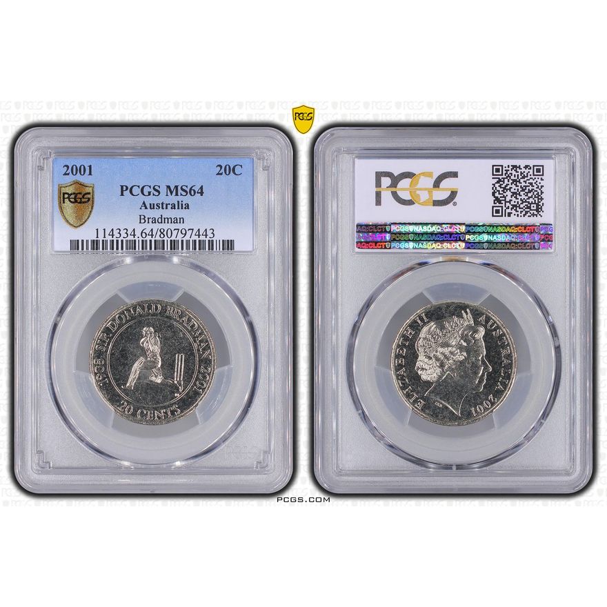 Elizabeth II, Bradman, Twenty Cent, 2001, PCGS MS64