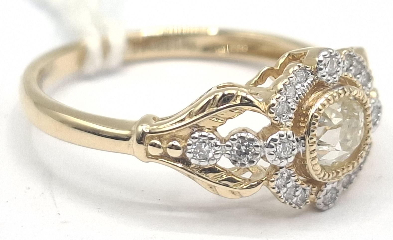 14k Yellow Gold/Rhodium Dress Ring
