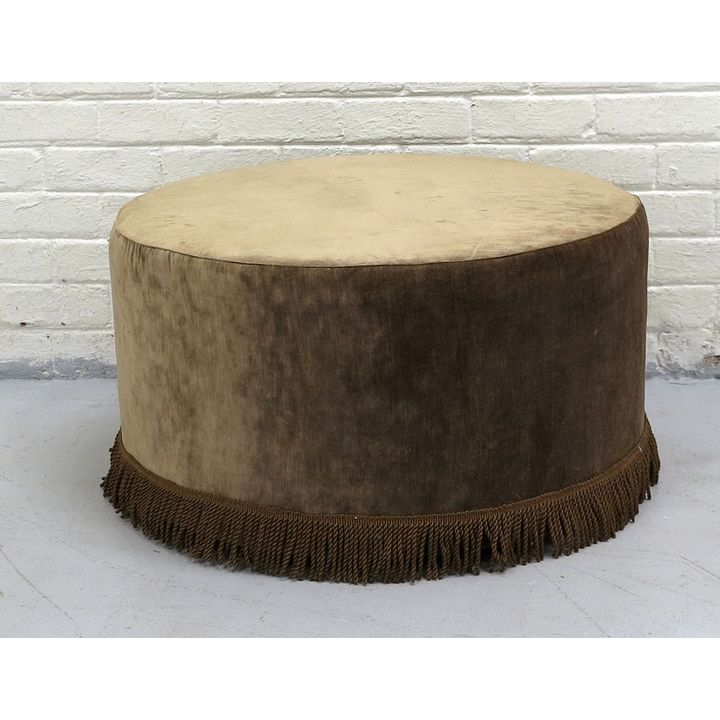 VELVET UPHOLSTERED OTTOMAN