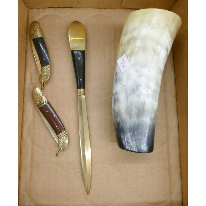 Box Brass Pocket Knives etc.