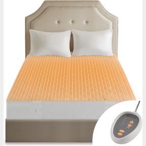 BEAUTYREST COTTON BLEND HEATED MATTRESS PAD SECURE COMFORT TECHNOLOGY - LUXURY QUILTED ELECTRIC MATTRESS PAD WITH DEEP POCKET - 5-