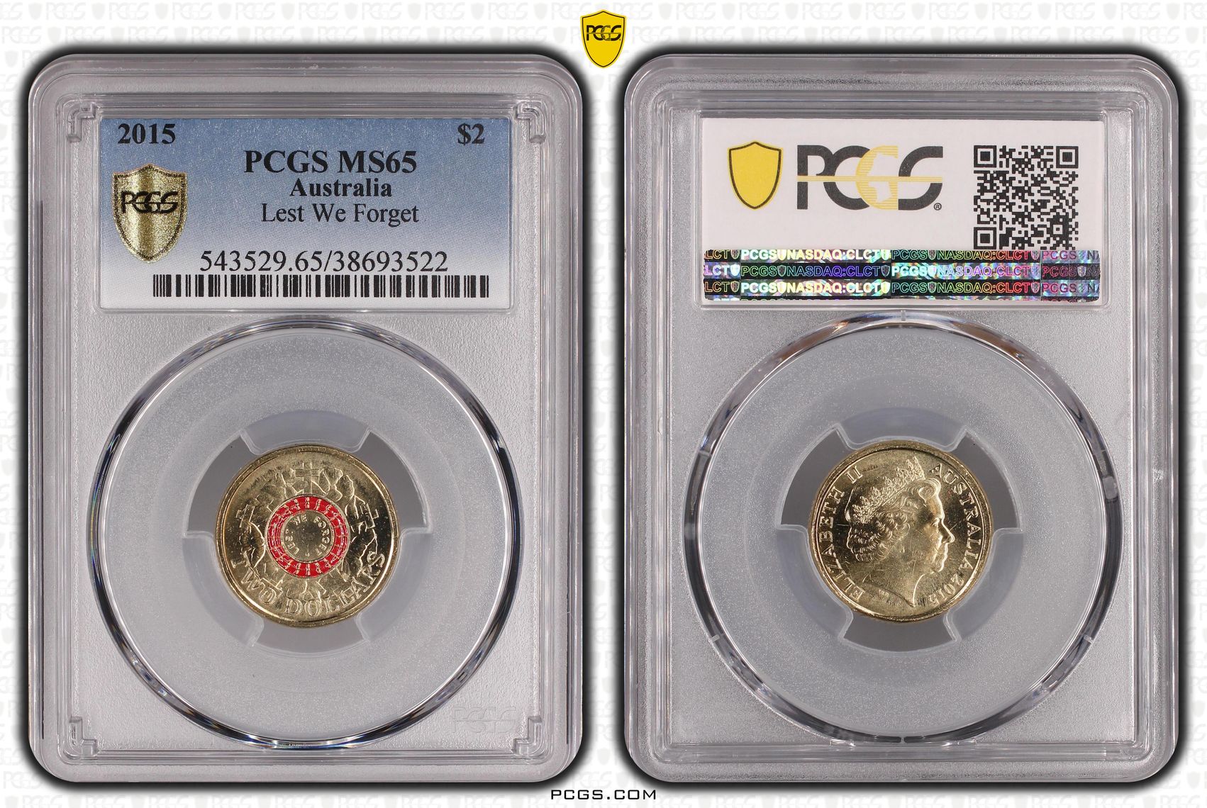 Lest We Forget Colorized , Two Dollar, 2015, PCGS MS65