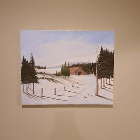 Winter Country Scene Oil Painting - Original Signed