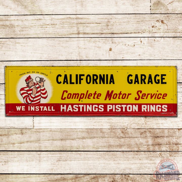 Hastings Piston Rings California Garage Motor Service SST Sign w/ Logo