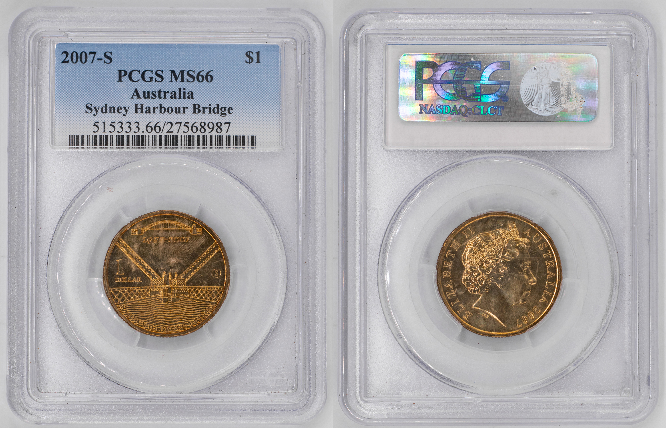 Elizabeth II, Sydney Harbour Bridge, One Dollar, 2007-S, PCGS MS66