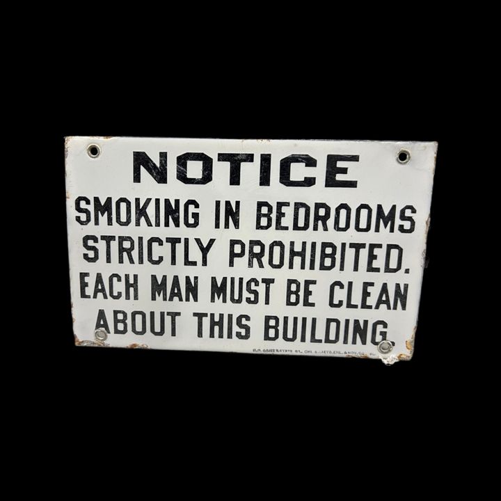 Smoking In Bedrooms Strictly Prohibited Porcelain Sign