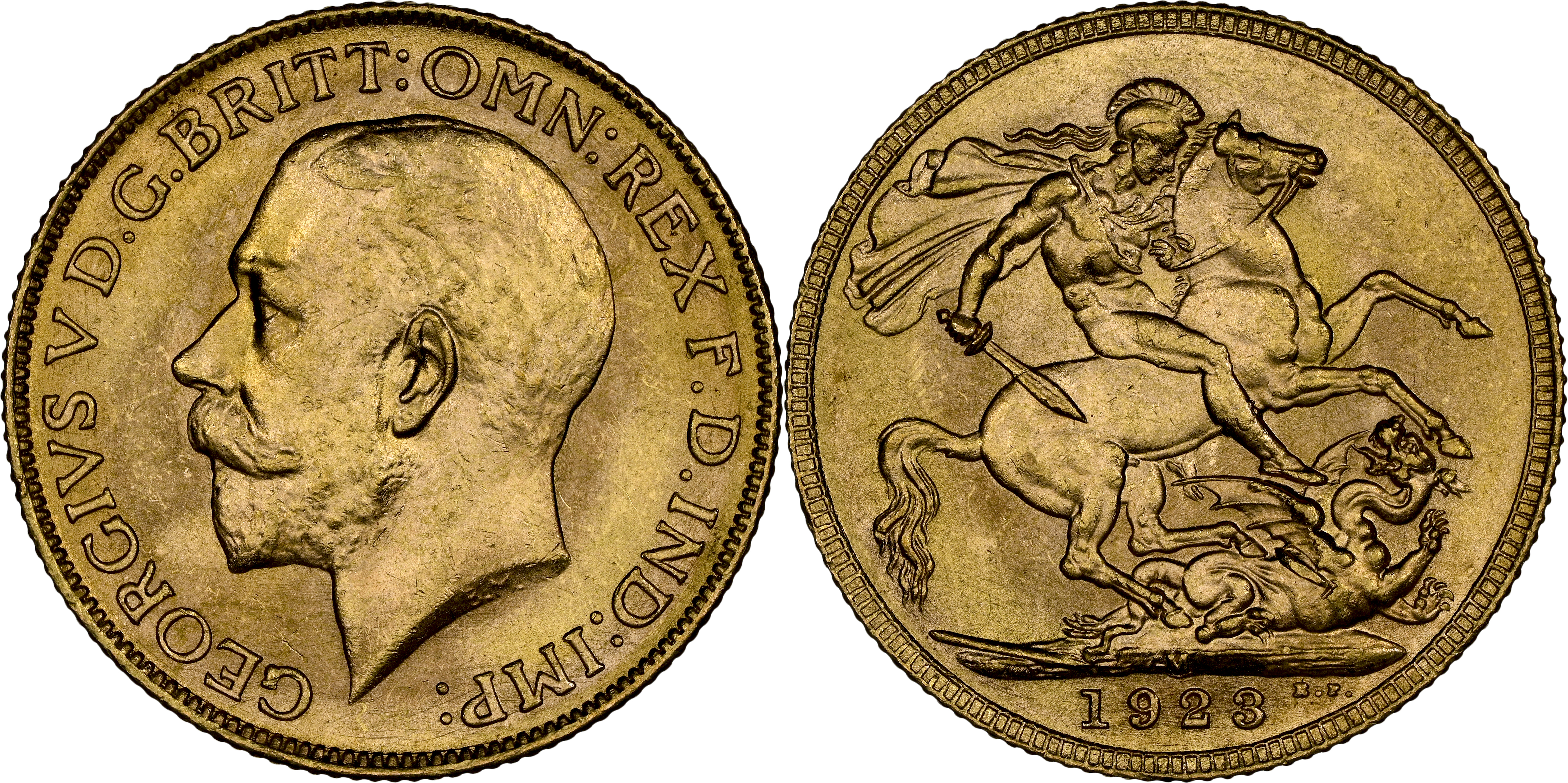 94 · George V, St George Reverse, Sovereign, 1923-M, NGC MS64