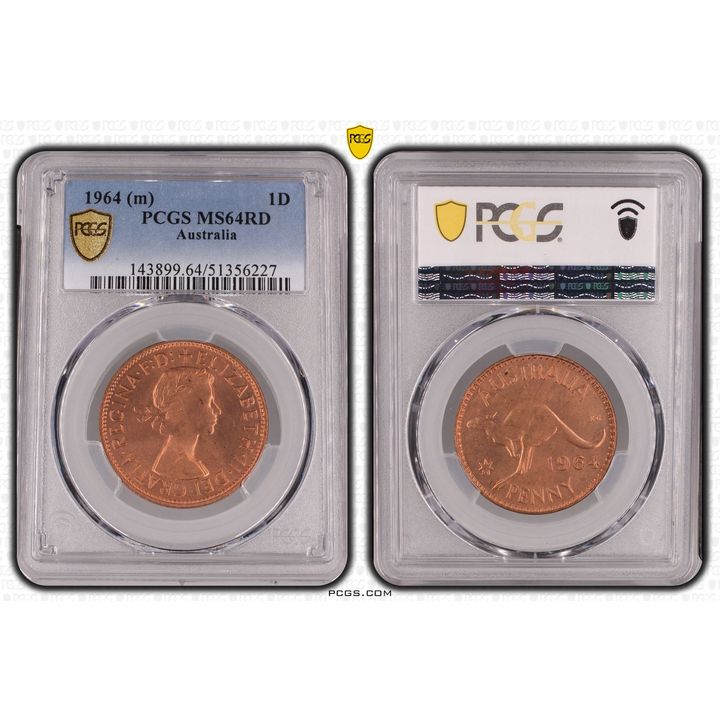 Elizabeth II, One Penny, 1964, PCGS MS64RD