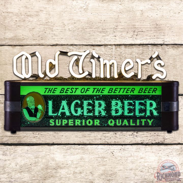 Old Timer's Lager Beer Art Deco Neon Advertising Sign