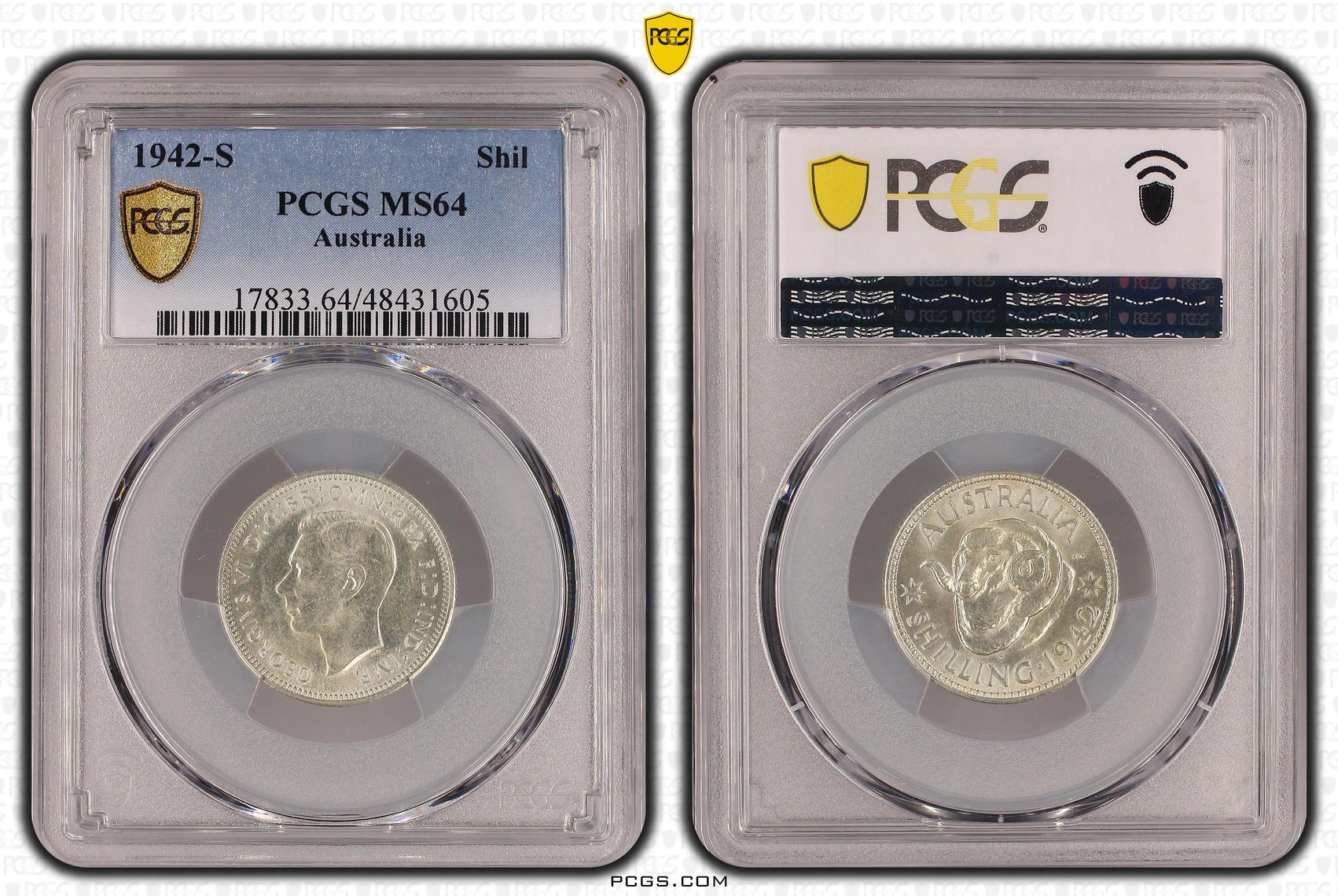 Shilling, 1942-S, PCGS MS 64