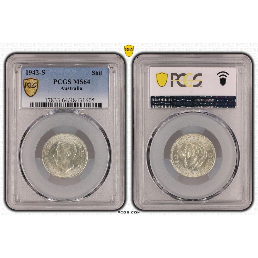 Shilling, 1942-S, PCGS MS 64
