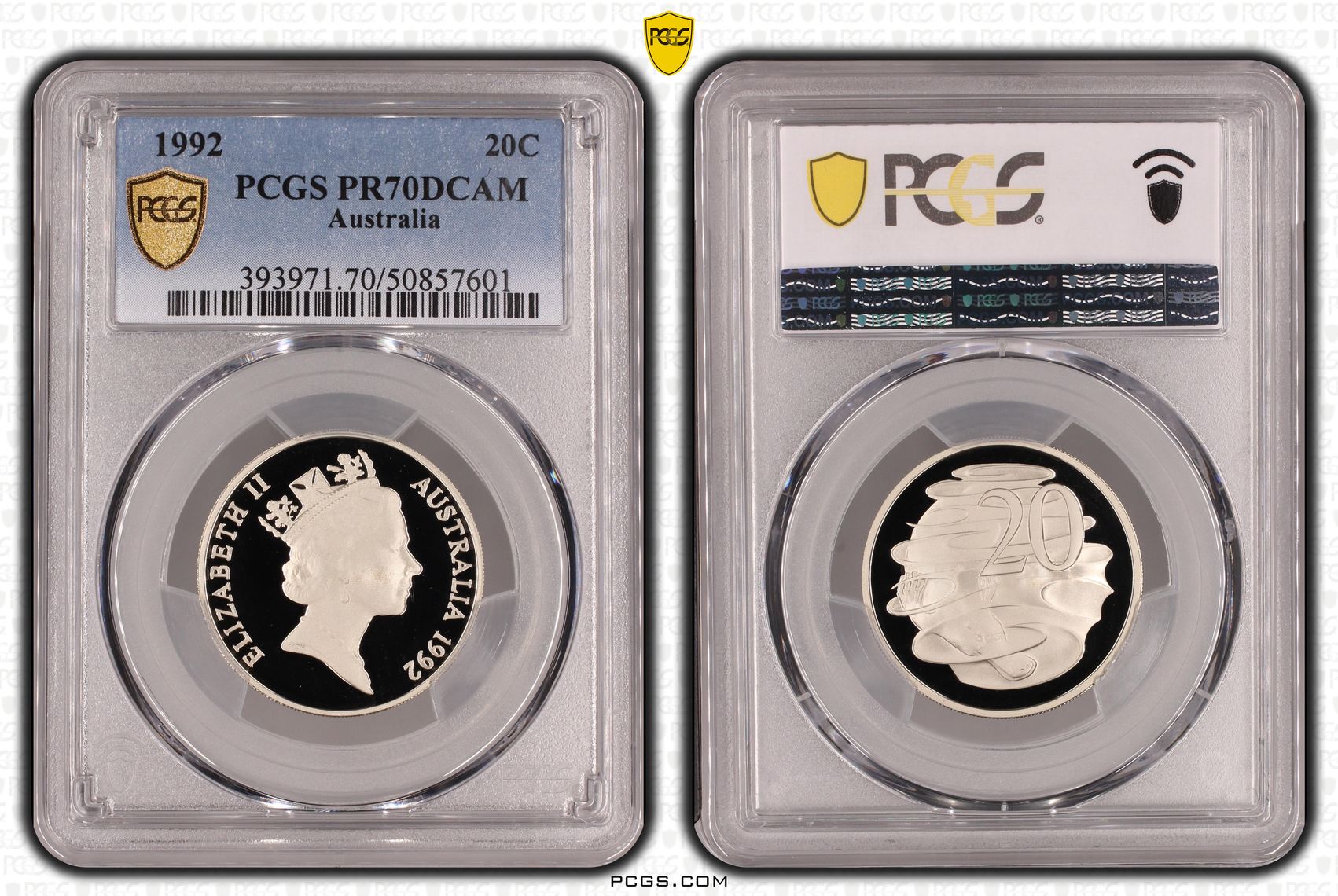 Twenty Cent, 1992, PCGS PR70DCAM