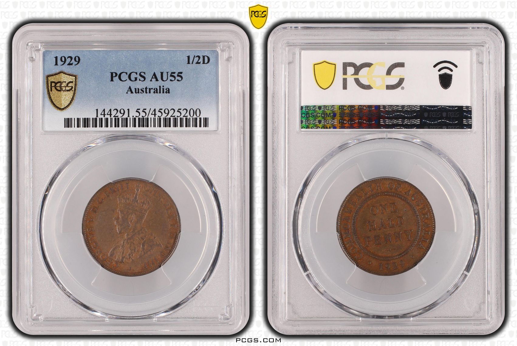 1929 Australia Half Penny PCGS - AU55BN -200