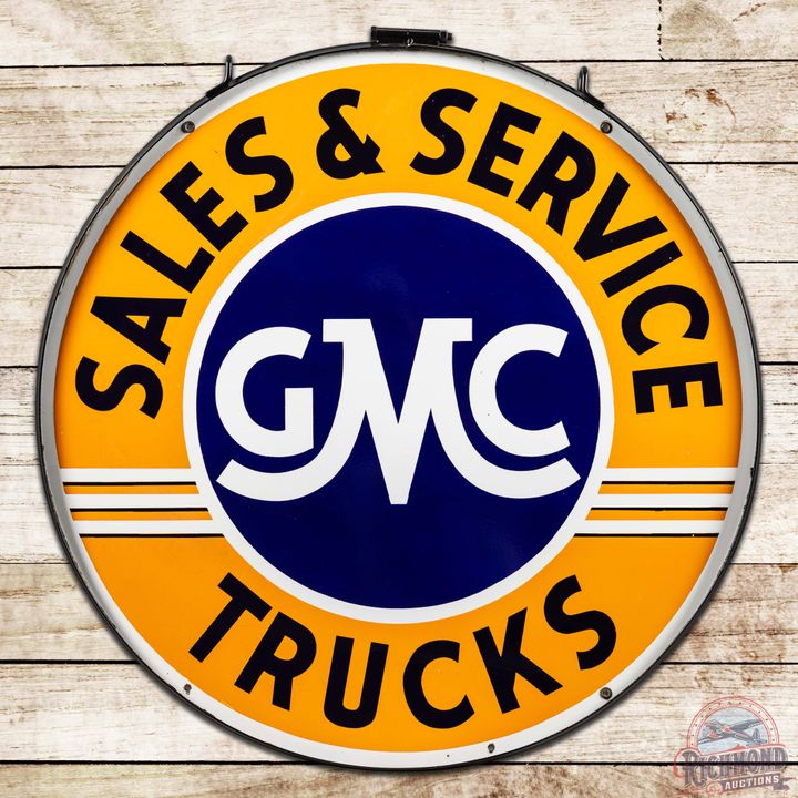 42" GMC Trucks Sales & Service DS Porcelain Sign & Ring