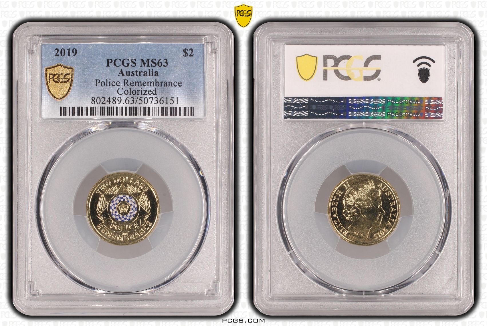Police Remembrance Colorized, Two Dollar, 2019, PCGS MS63
