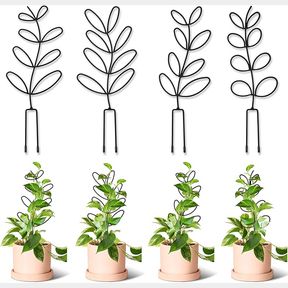 Tuitessine Leaf Shape Plant Trellis Garden Trellis Metal Wire Stake for Potted Plant Houseplant Lover Gift Set of 4
