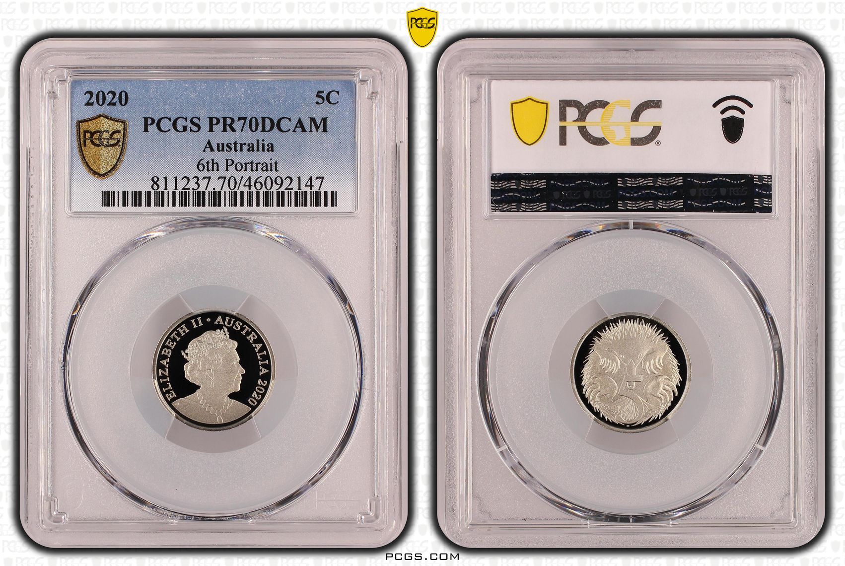 Elizabeth II, 6th Portrait, Five Cent, 2020, PCGS PR 70DCAM