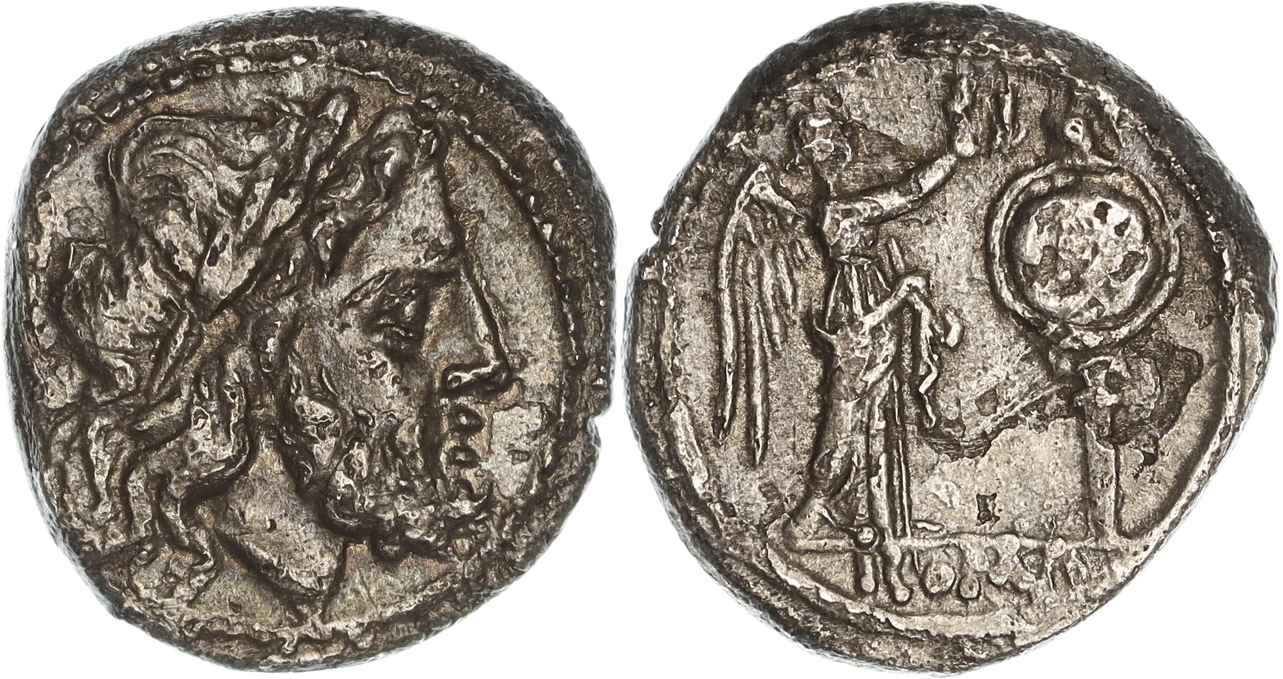 Roman Republic, Anonymous Coinage, Silver Victoriatus, after 211 BC, gVF