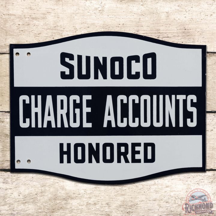 Exceptional Sunoco Charge Accounts Honored Double Sided Porcelain Service Station Sign