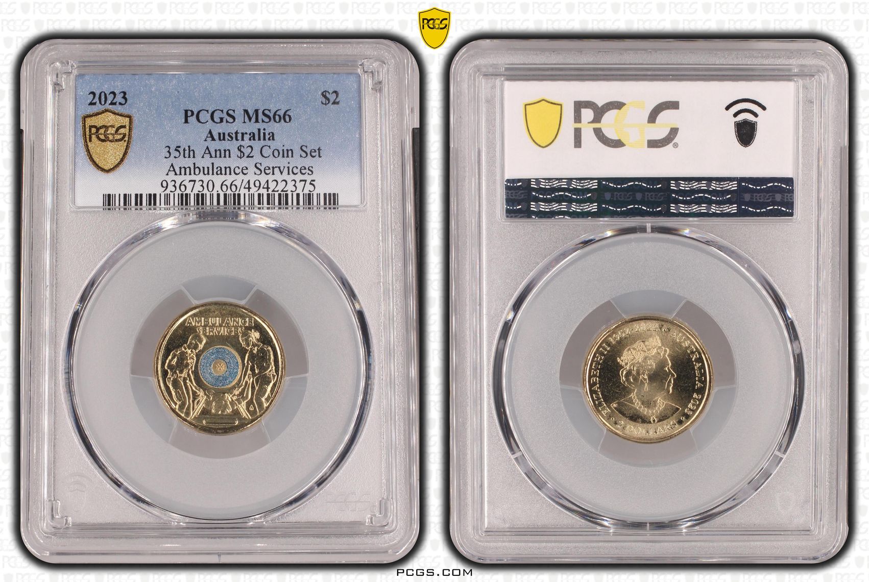 Elizabeth II, 35th Ann $2 Coin Set -Ambulance Services, Two Dollar, 2023, PCGS MS66