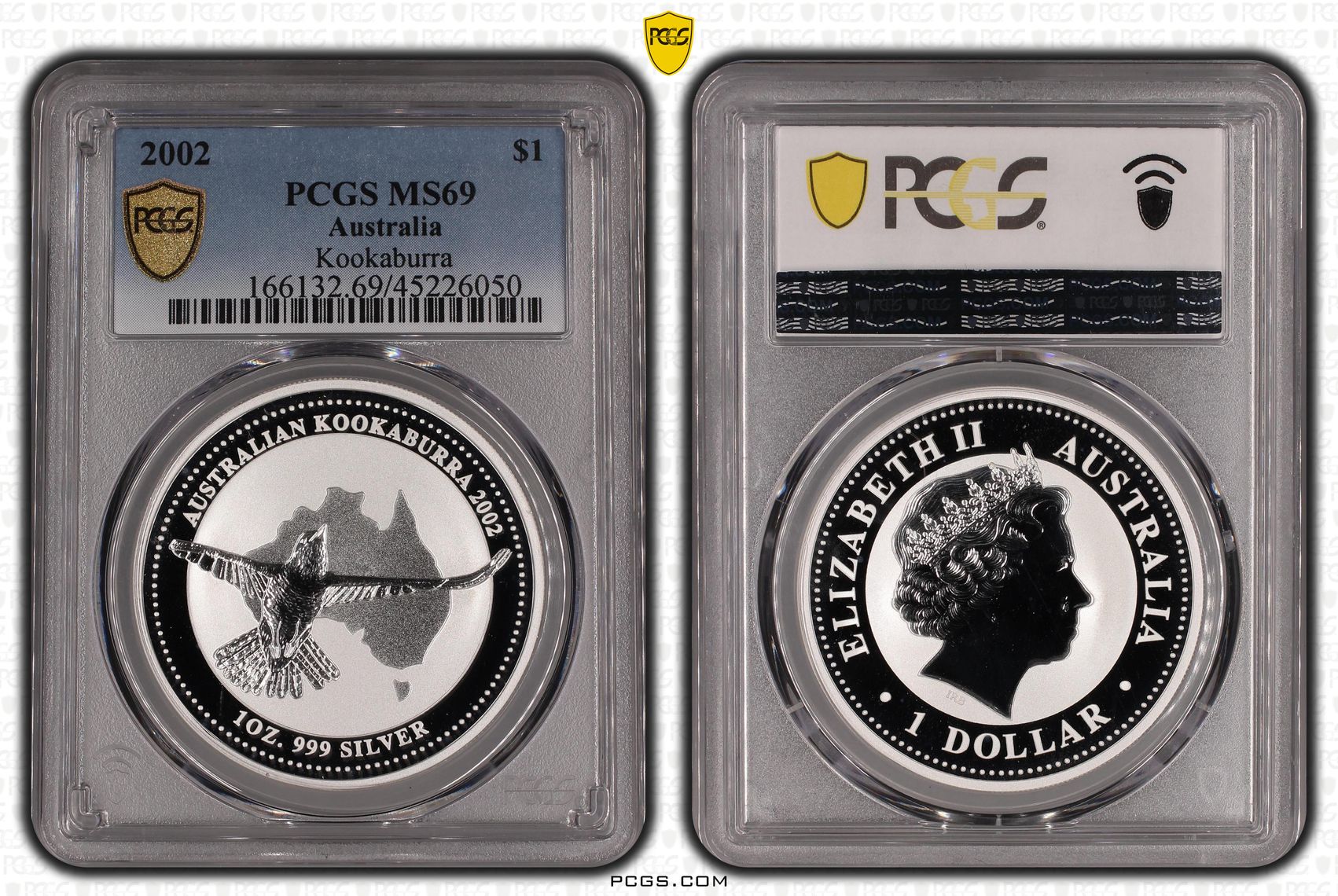 2002 Australia One Dollar, $1 Kookaburra PCGS - MS69 -050