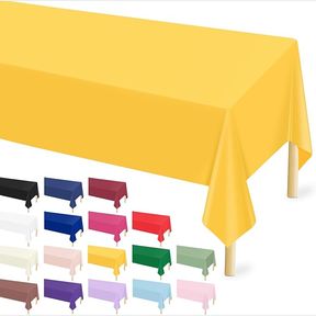 Mulbozy 12 Pcs Yellow Plastic Tablecloth Birthday, Anniversary, Wedding, Fine Dining, Graduation Party Decoration